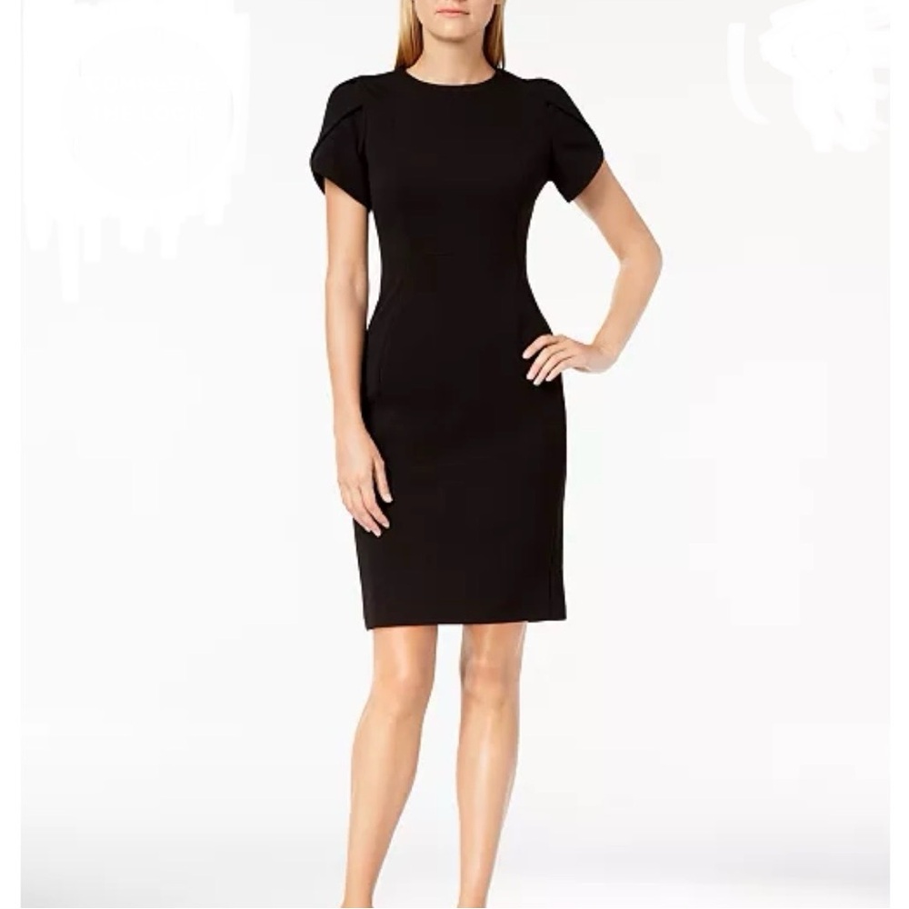 Calvin Klein Black Tulip Sleeve Sheath Dress Size 10‎